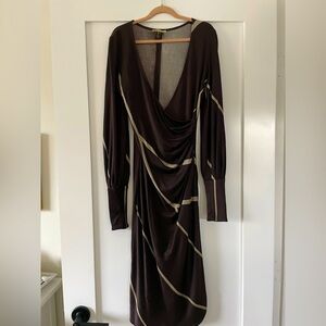 Vintage Issa London silk wrap dress, cholocate brown